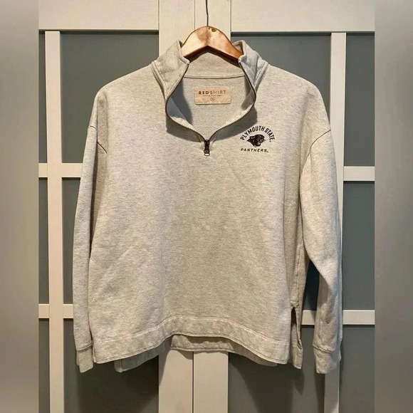 Plymouth State Panthers Unisex 1/4 Zip Sweatshirt by Red Shirt Cotton Med EUC - Picture 2 of 9
